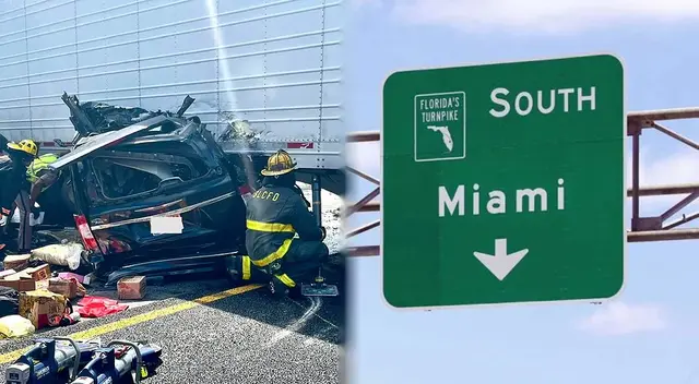 Un accidente automovilístico ocurrió en la carretera que conecta Orlando y Miami.