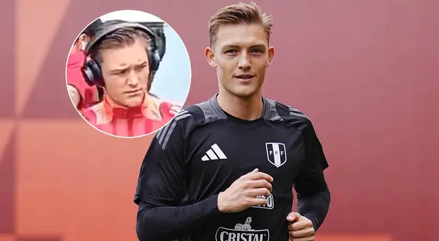 Oliver Sonne y su reacción con un hincha peruano.
