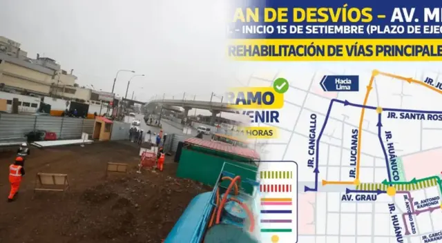 Plan de desvíos en Avenida Miguel Grau por cierre de calles