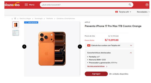 iPhone 17 Pro Max de 1TB iPhone 17 Pro Max de 1TB