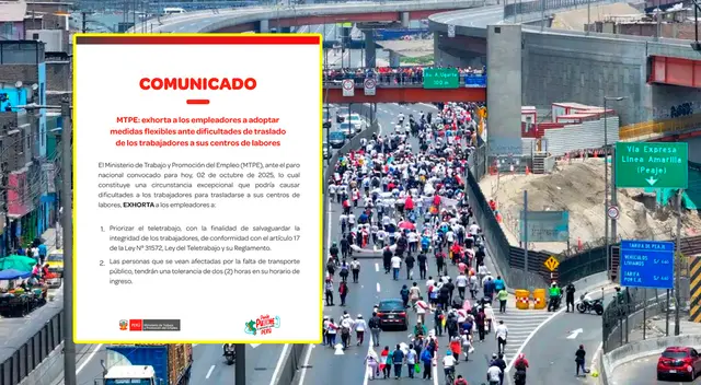 Ministerio de Trabajo brindó más detalles sobre el panorama de los trabajadores ante paro de transporte este 2 de octubre. Ministerio de Trabajo brindó más detalles sobre el panorama de los trabajadores ante paro de transporte este 2 de octubre.