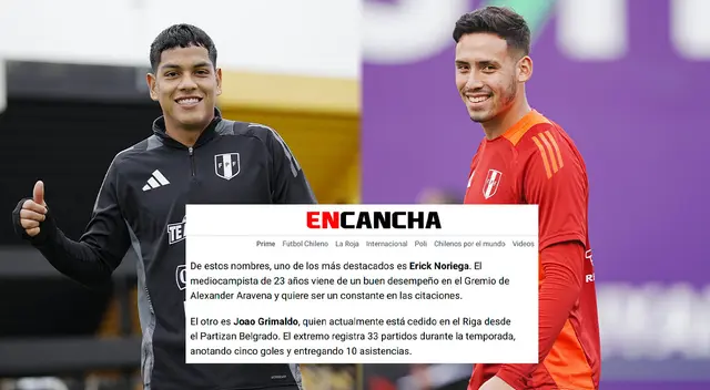 Erick Noriega, Joao Grimaldo, Selección Peruana, Perú vs Chile