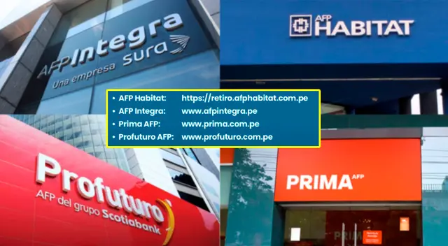 Accede al portal oficial de cada AFP y conoce dónde tendrás que registrar tu solicitud de hasta S/ 21.400. Accede al portal oficial de cada AFP y conoce dónde tendrás que registrar tu solicitud de hasta S/ 21.400.