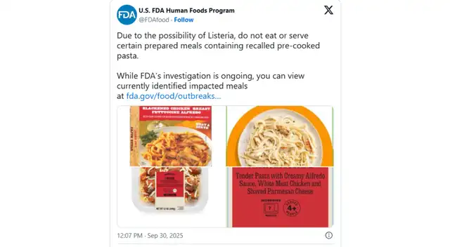 Autoridades de EE. UU. retiran pastas contaminadas por Listeria. Autoridades de EE. UU. retiran pastas contaminadas por Listeria.