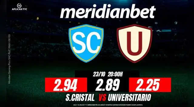 El duelo entre Sporting Cristal y Universitario se llevará a cabo el 23 de octubre de 2025 a las 8:00 PM. Fuente: Difusión. El duelo entre Sporting Cristal y Universitario se llevará a cabo el 23 de octubre de 2025 a las 8:00 PM. Fuente: Difusión.