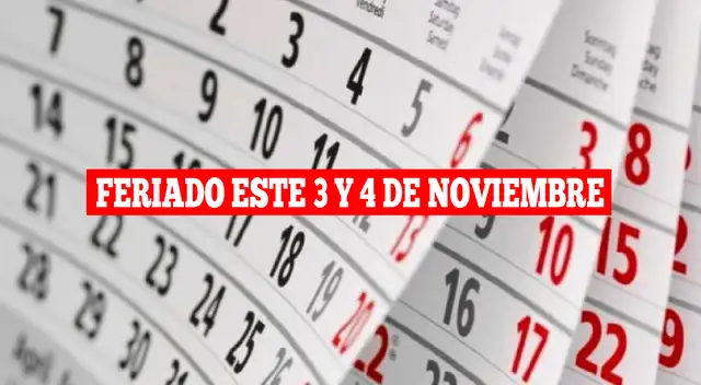 Este lunes 3 y martes 4 de noviembre no es considerado feriado a nivel nacional. Este lunes 3 y martes 4 de noviembre no es considerado feriado a nivel nacional.