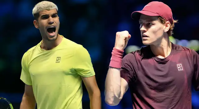 Carlos Alcaraz y Jannik Sinner se enfrentarán en la final de la ATP Finals. Carlos Alcaraz y Jannik Sinner se enfrentarán en la final de la ATP Finals.