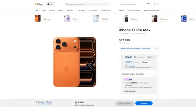 iPhone 17 Pro Max en Perú iPhone 17 Pro Max en Perú