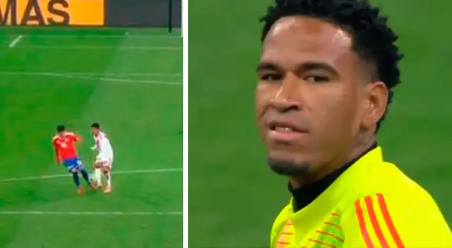 El gesto de frustración de Pedro Gallese tras el error de Jairo Concha que terminó en el gol de Chile. El gesto de frustración de Pedro Gallese tras el error de Jairo Concha que terminó en el gol de Chile.