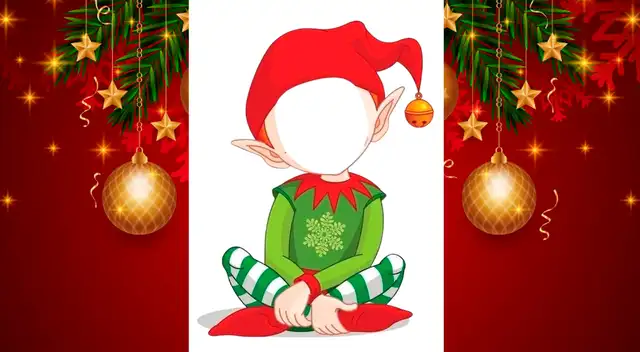 Plantilla para poner tu cara en un duende navideño. Plantilla para poner tu cara en un duende navideño.