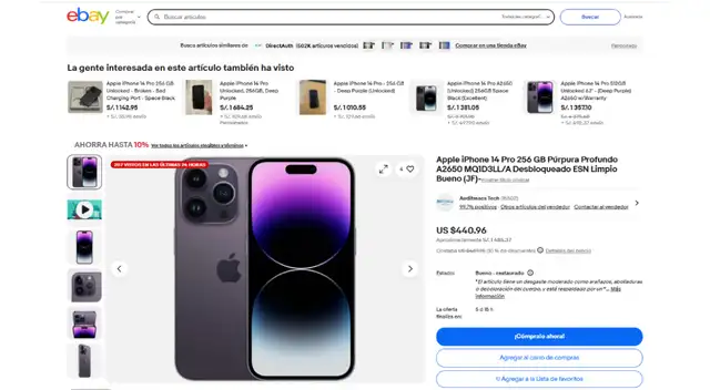 Precio del iPhone 14 Pro. Foto: captura. Precio del iPhone 14 Pro. Foto: captura.