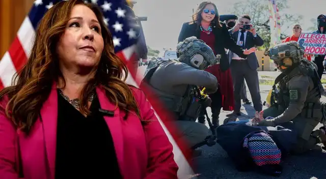 La congresista demócrata pidió en repetidas ocasiones a los agentes de ICE que se retiren.