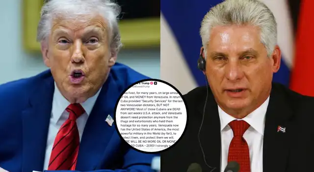 Donald Trump advierte a Cuba que ya no recibirá más petróleo ni dinero de Venezuela.