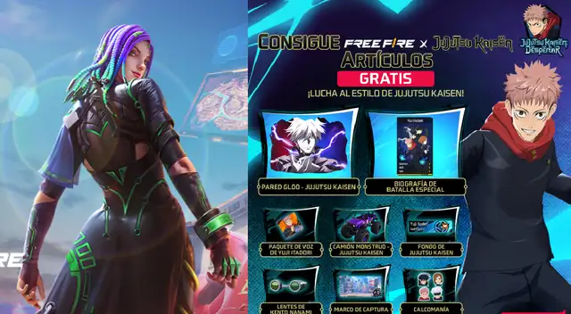 Conoce las recompensas que Garena entregará por el evento Free Fire x Jujutsu Kaisen.