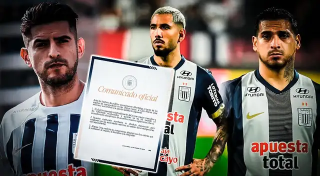 Comunicado de Alianza Lima contra Carlos Zambrano, Sergio Peña y Miguel Trauco.