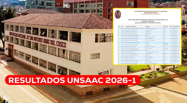Revisa los resultados del Examen de Admisión Ordinario UNSAAC Filiales 2026-I.