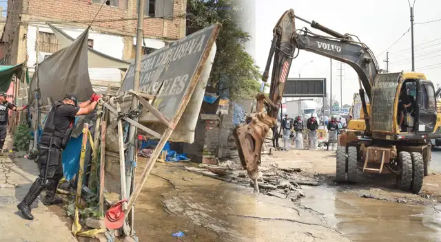 El municipio utilizó maquinaria pesada para derribar estructuras levantadas en la acera.