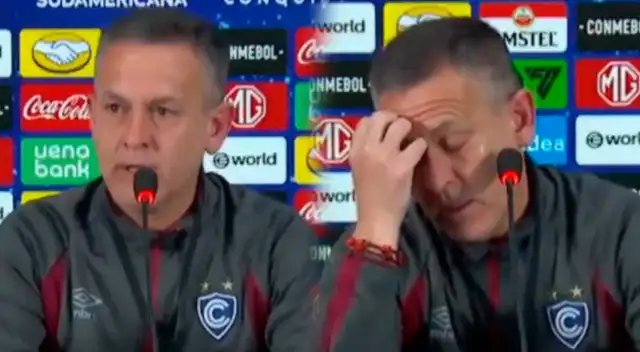 Horacio Melgarejo no toleró conferencia de prensa tras victoria de Cienciano a Atlético Mineiro.