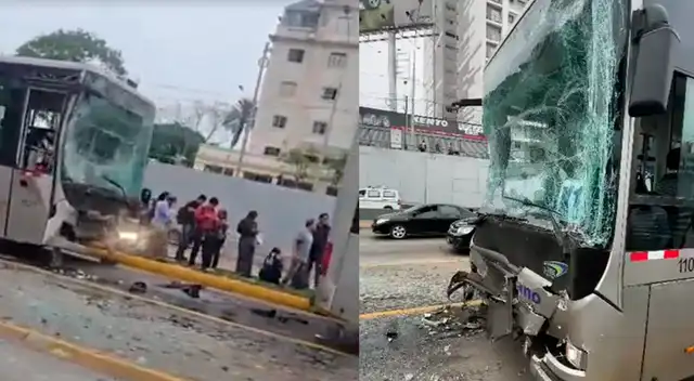 Choque múltiple de buses del metropolitano deja varios heridos en Miraflores.