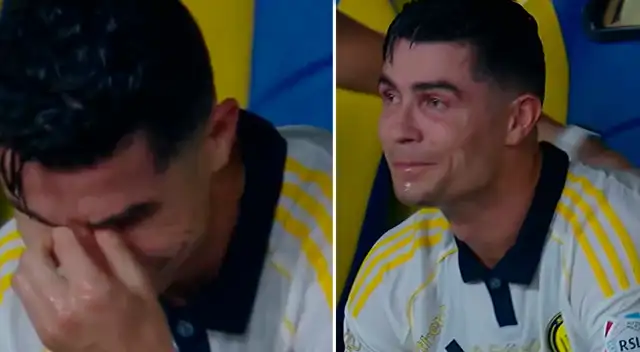 Cristiano Ronaldo llora de la emoción tras anotar su doblete. Cristiano Ronaldo llora de la emoción tras anotar su doblete.