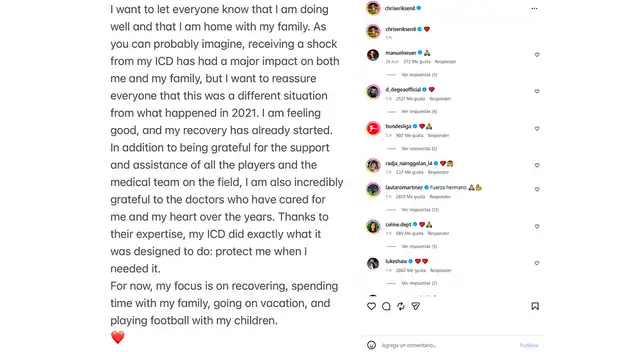 Eriksen se pronuncio vía redes sociales