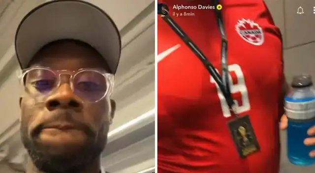 Alphonso Davies se acerco a hincha que llevaba su camiseta. Foto: composición Líbero Alphonso Davies se acerco a hincha que llevaba su camiseta. Foto: composición Líbero