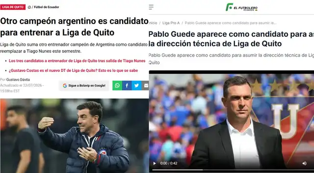 Medios como Bolavip y El Futbolero de Ecuador aseguran que Pablo Guede es candidato para dirigir LDU de Quito