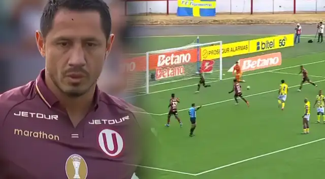 Gol de Gianluca Lapadula para el 3-1 de Universitario ante FC Cajamarca. Foto: composición Líbero/L1 Max