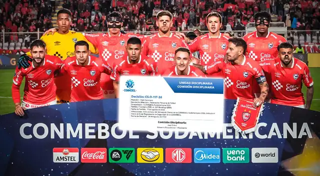 Cienciano recibió sanción de la Conmebol luego de su clasificación a cuartos de final de la Copa Sudamericana. Cienciano recibió sanción de la Conmebol luego de su clasificación a cuartos de final de la Copa Sudamericana.