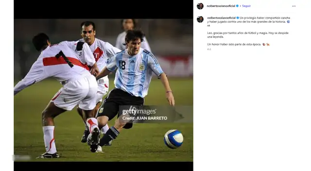 Publicación de Nolberto Solano vía IG