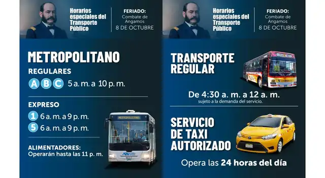 Horario del Metropolitano en feriado.