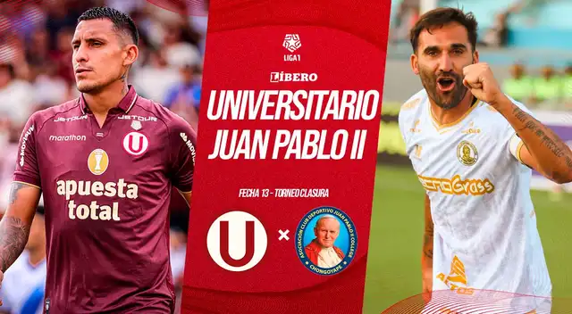 Universitario vs Juan Pablo II se enfrentan EN VIVO por la fecha 13 del Torneo Clausura de la Liga 1