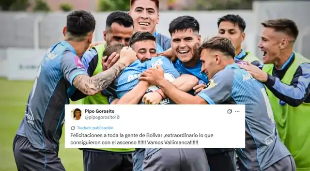 Néstor Gorosito felicitó a Ciudad de Bolívar por el ascenso a la Primera Nacional, segunda división del fútbol argentino. Néstor Gorosito felicitó a Ciudad de Bolívar por el ascenso a la Primera Nacional, segunda división del fútbol argentino.