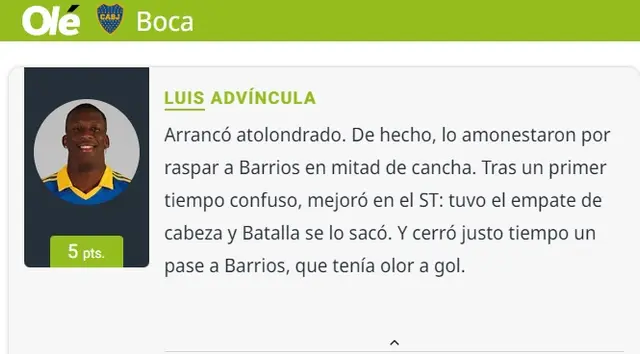 Diario Olé sobre Luis Advíncula. Diario Olé sobre Luis Advíncula.