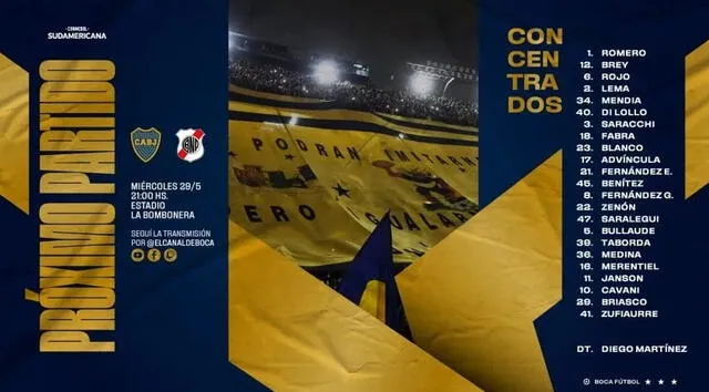 Convocados de Boca Juniors para duelo ante Nacional de Potosí