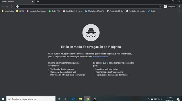 Modo incógnito en Google Chrome