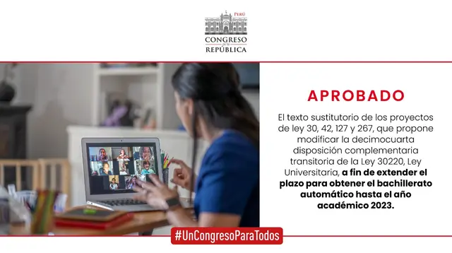 La iniciativa fue aprobada por el Congreso de la República. La iniciativa fue aprobada por el Congreso de la República.