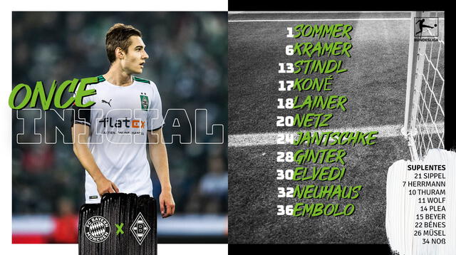 Alineación de Borussia Monchengladbach. Alineación de Borussia Monchengladbach.