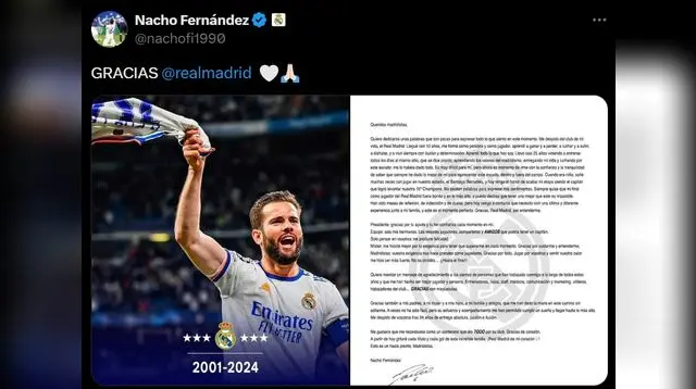 Carta emotiva de despedida de Nacho Fernández. Carta emotiva de despedida de Nacho Fernández.