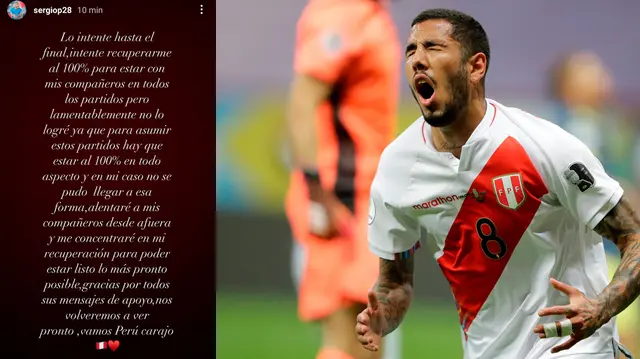 Mensaje de Sergio Peña cuando fue desconvocado de la Bicolor.   