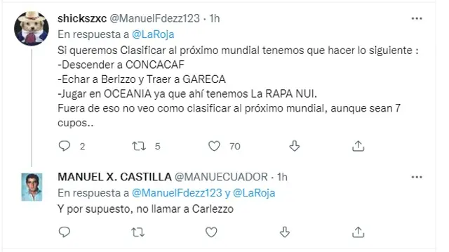 Hinchas de Chile piden a Gareca para su selección. | Foto: captura de Twitter   