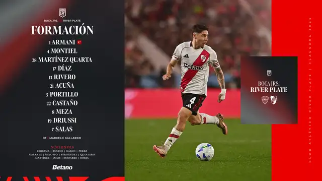 Formación de River Plate vs. Boca Juniors.   