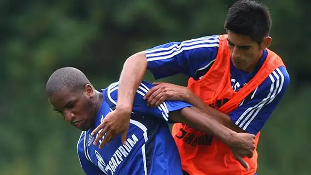 Jefferson Farfán y Carlos Zambrano juntos en el Schalke 04.   