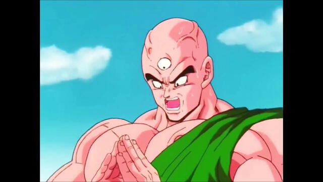 La técnica secreta de Tenshinhan. Imagen: Toei Animation La técnica secreta de Tenshinhan. Imagen: Toei Animation