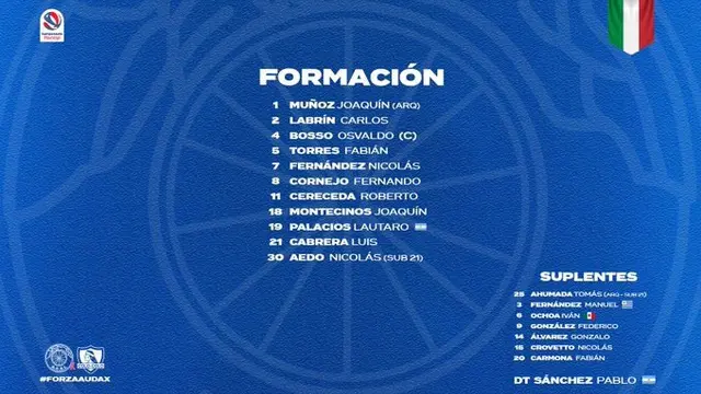 Alineación de Audax Italiano. Alineación de Audax Italiano.