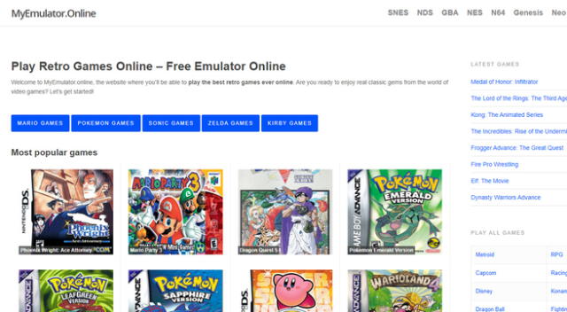 Conoce 3 emuladores online de consolas retro