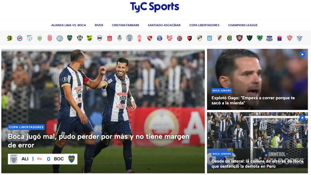 Así publicó TyC Sports tras el Alianza Lima vs. Boca Juniors   