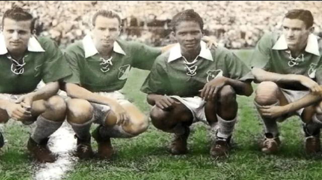 Valeriano López (el segundo de derecha a izquierda) en Deportivo Cali.   