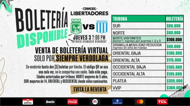 Atlético Nacional vs Racing
