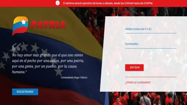  El Sistema Patria es una plataforma digital implementada en Venezuela. 